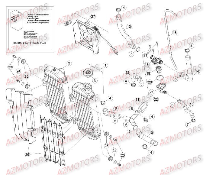 Installation De Refroidissement [2] AZMOTORS Pièces Beta RR 4T 498 Enduro - 2013