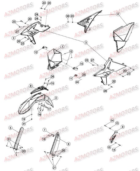 CARENAGES - RESERVOIR - SELLE 2 pour RR-4T-498-14