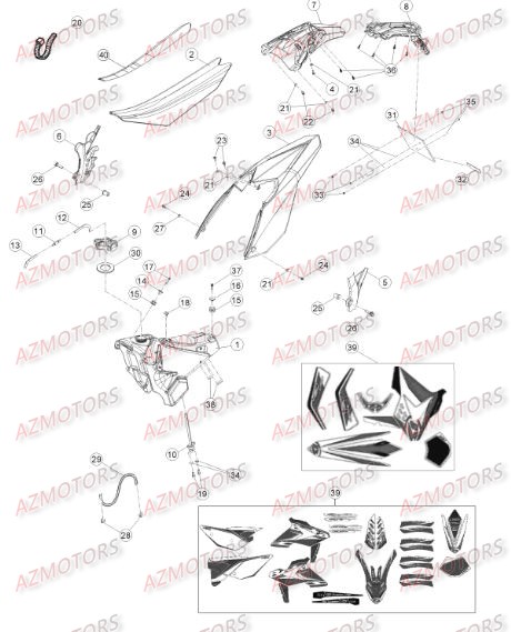 CARENAGES - RESERVOIR - SELLE pour RR-4T-498-14