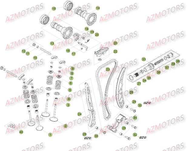 CYLINDRE   CULASSE   DISTRIBUTION 2 BETA RR 4T 498 14