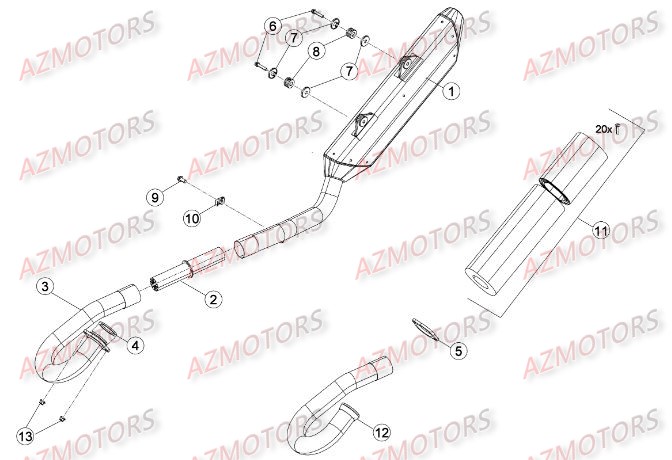 Echappement BETA Pièces Beta RR 4T 498 Enduro - 2014