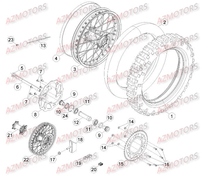 ROUE ARRIERE BETA RR 4T 498 14