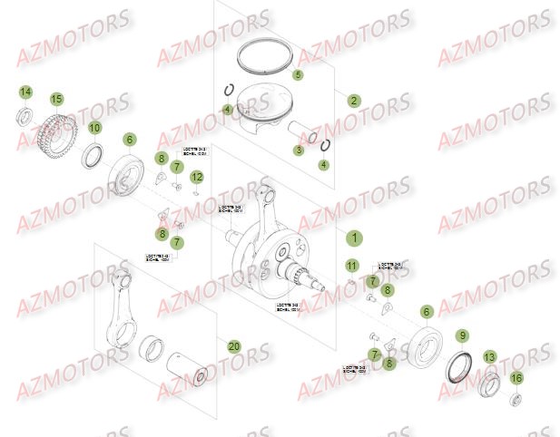 Vilebrequin   Piston   Contre Arbre 2 BETA Pièces Beta RR 4T 498 Enduro - 2014