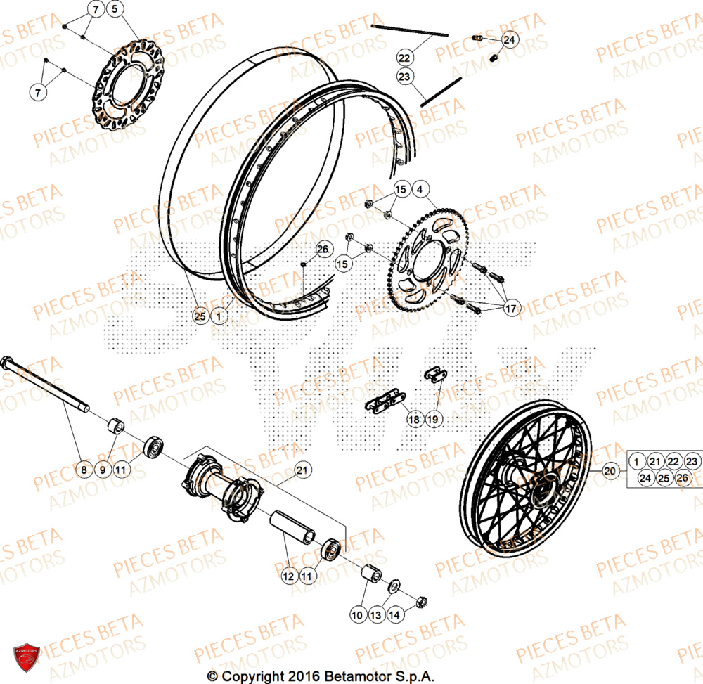 Roue Arriere BETA Pièces Beta RR 50 SPORT - 2025