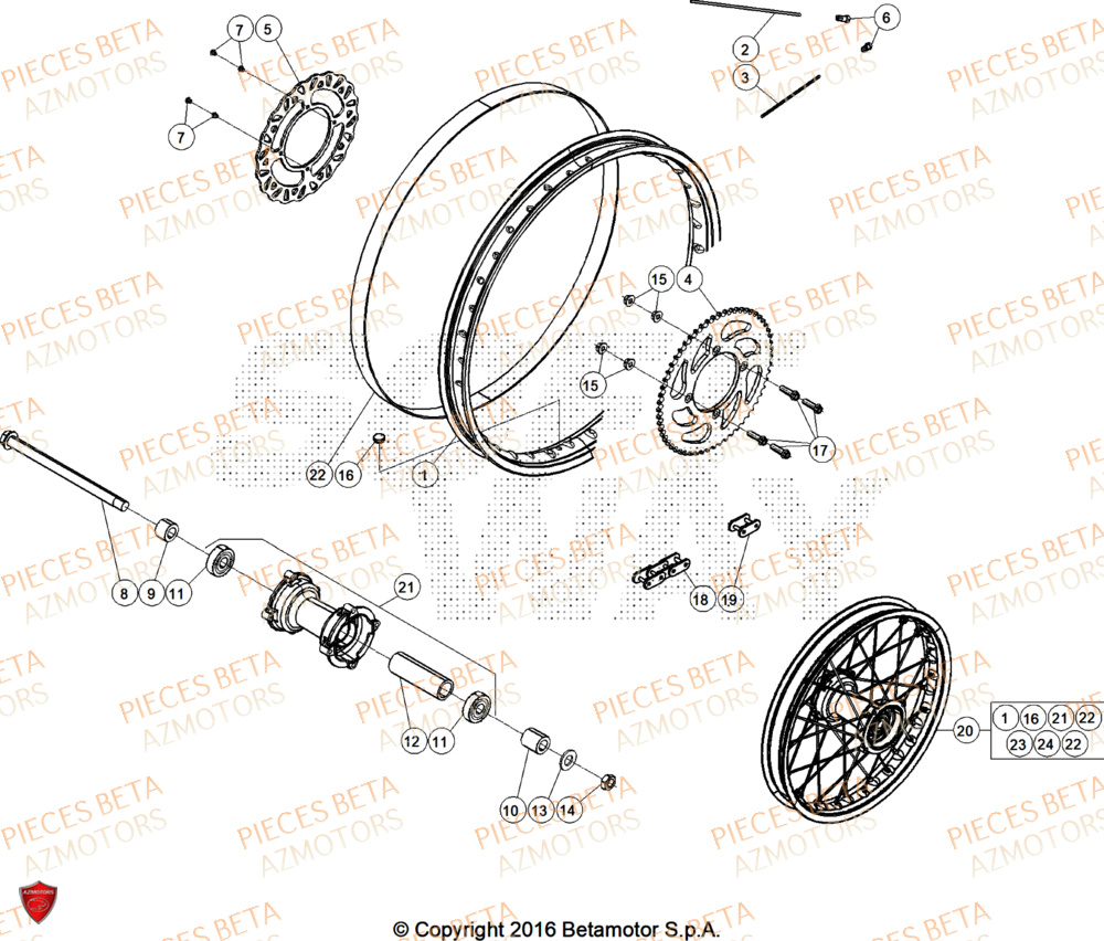Roue Arriere BETA Pièces Beta RR 50 STANDARD - 2025
