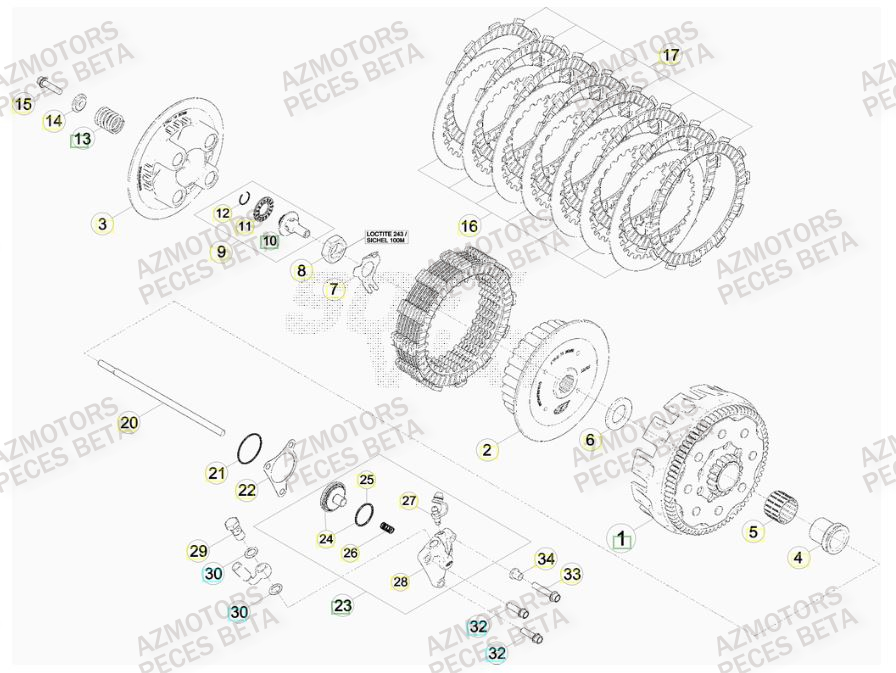 EMBRAYAGE DU No SERIE 0100593 A 0100645 pour RR-FACTORY-400-11