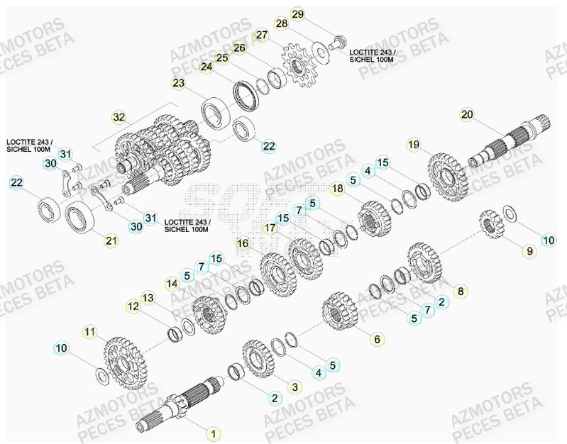 PIGNON DE TRANSMISSION SECONDA IRE BETA pour TRANSMISSION de RR-FACTORY-400-11