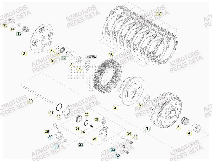 Embrayage Du No Serie 0200861 A 0200946 BETA Pièces BETA RR 450CC FACTORY 4T - [2011]