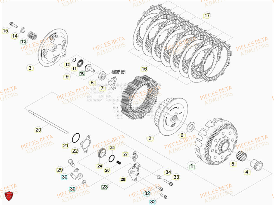 Embrayage Du No Serie 0300378 A 0300396 BETA Pièces BETA RR 520CC FACTORY 4T - [2011]