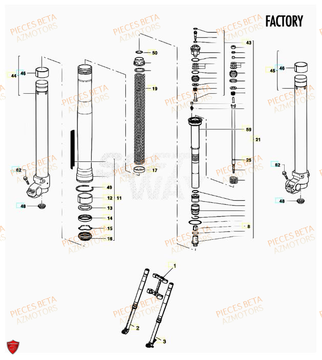 Fourche Du No Serie 0300378 A 0300396 BETA Pièces BETA RR 520CC FACTORY 4T - [2011]