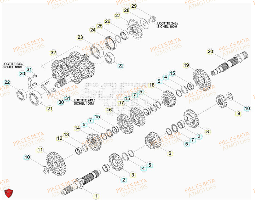 PIGNON DE TRANSMISSION SECONDA IRE BETA pour TRANSMISSION de RR-FACTORY-520-11