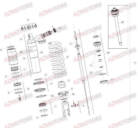 Amortisseur BETA Pièces Beta RR 4T 350 Enduro - 2015