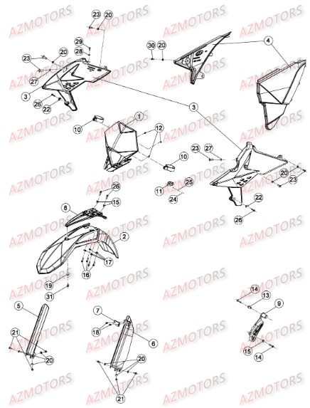 PROTECTION TIGE - KIT RED BETA pour CARENAGES AVANT de RREFI-4T-350-15