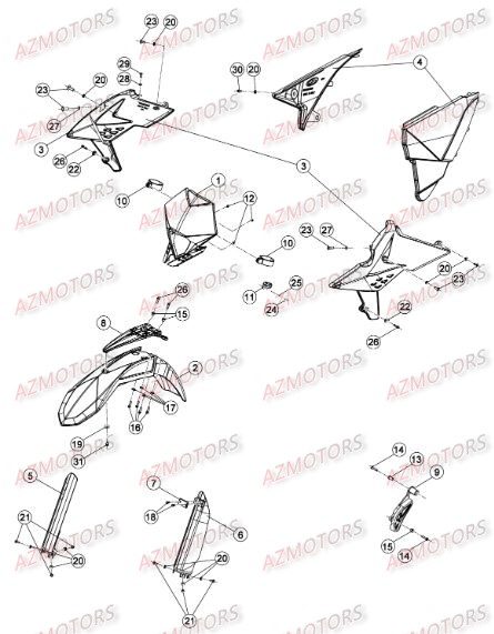 PROTECTION TIGE - KIT RED BETA pour CARENAGES-RESERVOIR-SELLE 2 de RREFI-4T-390-15