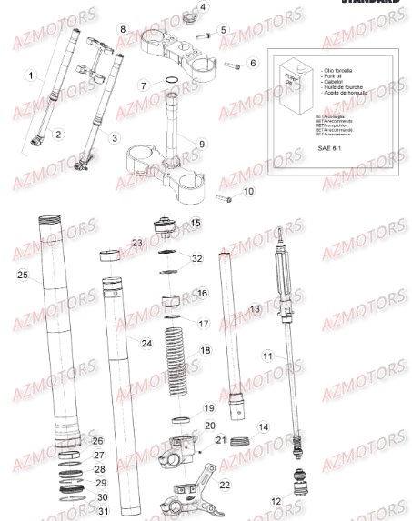 Fourche BETA Pièces Beta RR 4T 390 Enduro - 2015