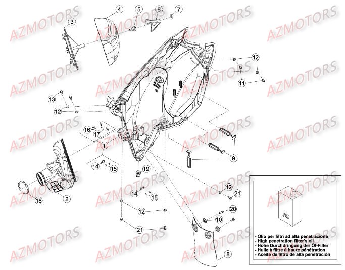 FILTRE AIRE RR-RS 4T pour BOITIER DU FILTRE de RREFI-4T-430-15