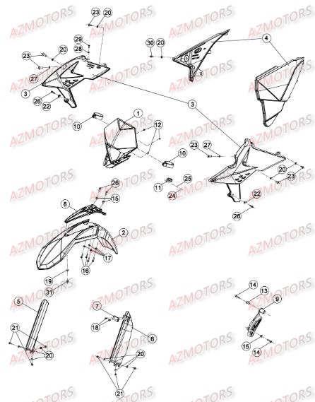 PROTECTION TIGE - KIT RED BETA pour CARENAGES AVANT de RREFI-4T-430-15