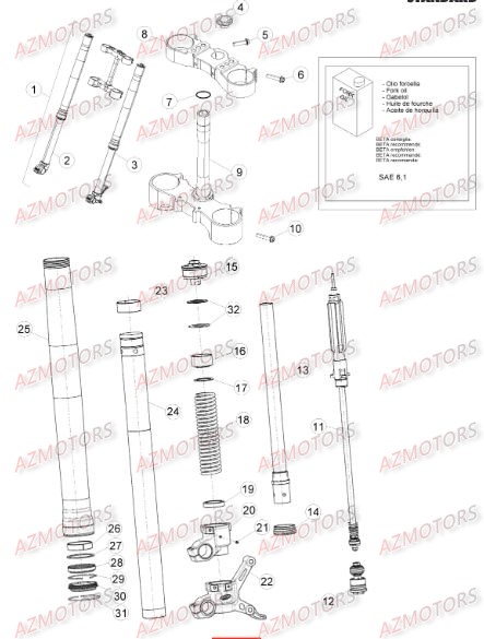 Fourche BETA Pièces Beta RR 4T 430 Enduro - 2015