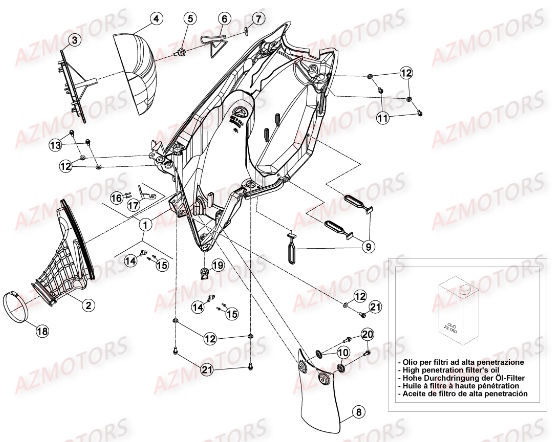 FILTRE AIR BETA pour BOITIER DU FILTRE de RRRAC-2T-250-15