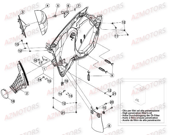 BOITIER_DU_FILTRE BETA piece beta enduro rr racing 250 2t 2temps 2015