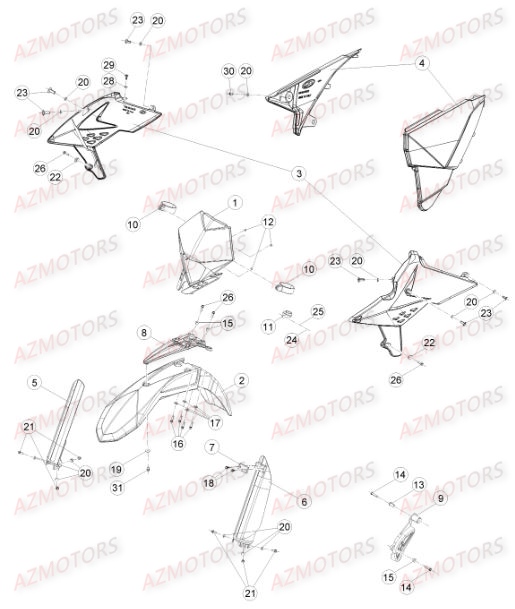 PROTECTION TIGE - KIT RED BETA pour CARENAGES AVANT de RRRAC-2T-250-15