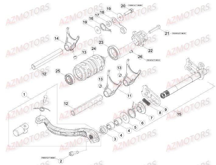 COMMANDE BOITE A VITESSES pour RRRAC-2T-250-15