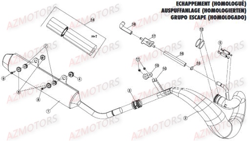 ECHAPPEMENT HOMOLOGUE ROUTE pour RRRAC-2T-250-15