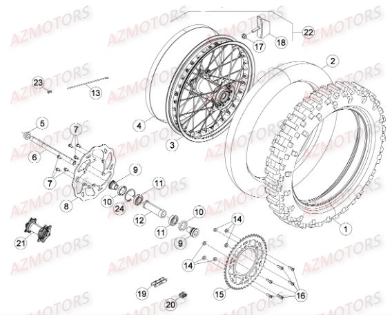 Roue Arriere BETA Pieces BETA RR RACING 2T 250 - [2015]