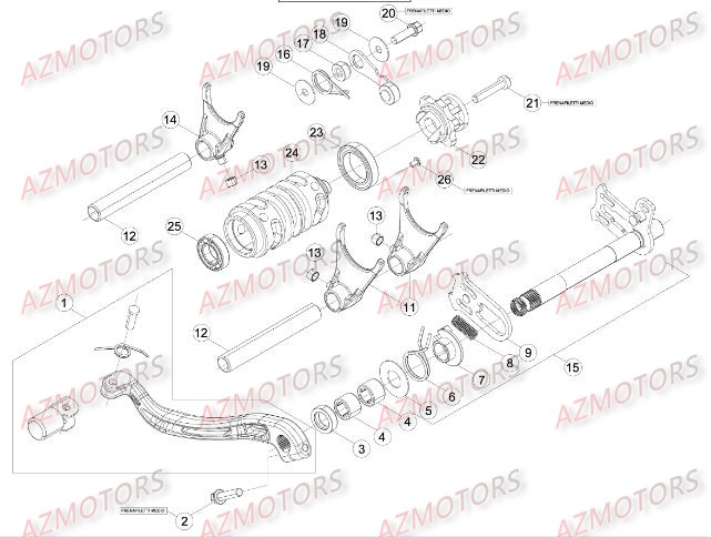 COMMANDE BOITE A VITESSES pour RRRAC-2T-250-16