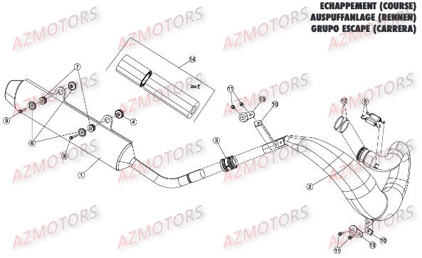 ECHAPPEMENT VERSION COMPETITION pour RRRAC-2T-250-16