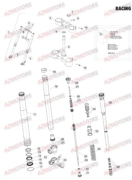 GR. RESSORT K=4,2 N/MM BETA pour FOURCHE de RRRAC-2T-250-16
