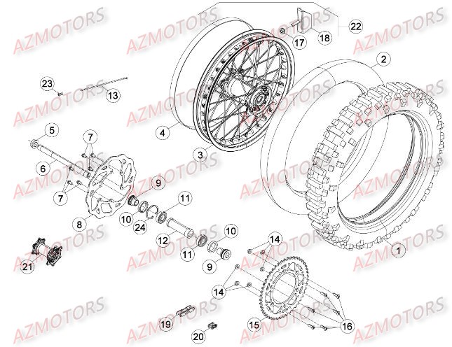 Roue Arriere BETA Pieces BETA RR RACING 2T 250 - [2016]