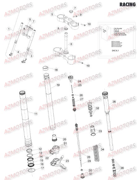 GR. RESSORT K=4,2 N/MM BETA pour FOURCHE de RRRAC-2T-300-16