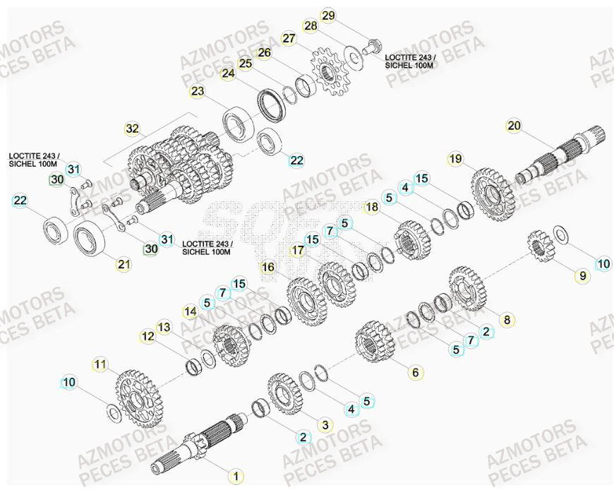 PIGNON DE TRANSMISSION SECONDA IRE BETA pour TRANSMISSION de RRRAC-4T-450-13