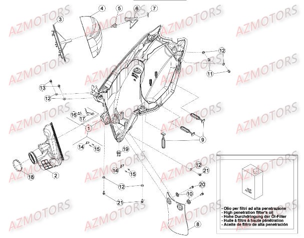 BOITIER DU FILTRE pour RRRAC-4T-450-14