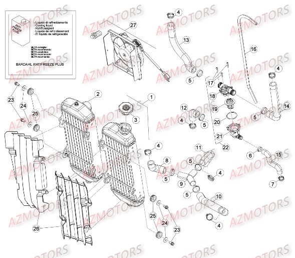 KIT ELECTRO VENTILATEUR RR 4TMY 10 BETA pour RADIATEUR de RRRAC-4T-450-14