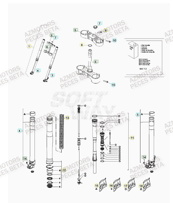 Fourche Du No Serie 0350031 A 0359999 BETA Pièces BETA RR RACING 4T 498 - [2013]