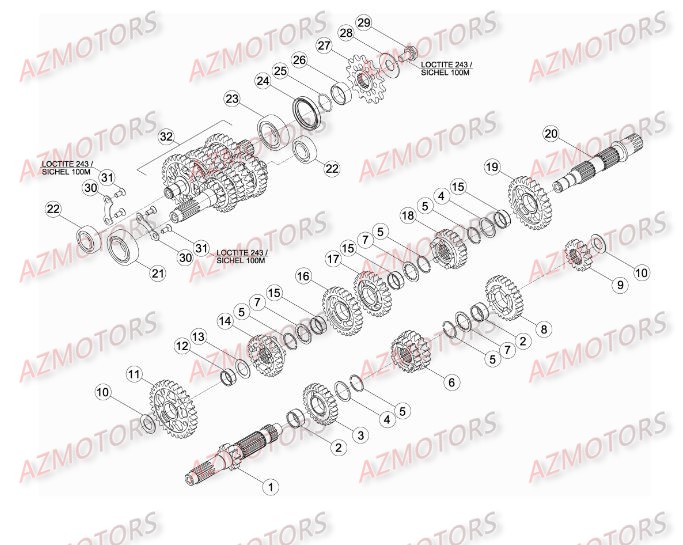 BOITE A VITESSES pour RRRAC-4T-498-14