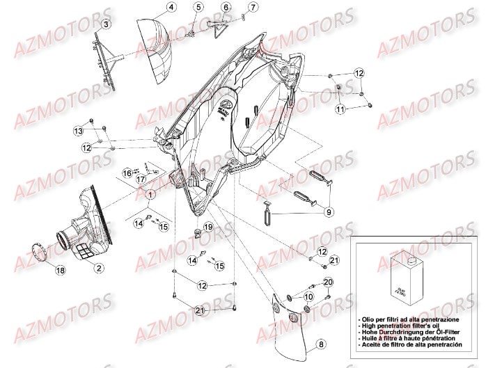 FILTRE AIRE RR-RS 4T pour BOITIER DU FILTRE de RRRAC-4T-498-14