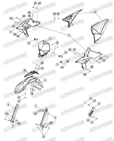 CARENAGES - RESERVOIR - SELLE 2 pour RRRAC-4T-498-14