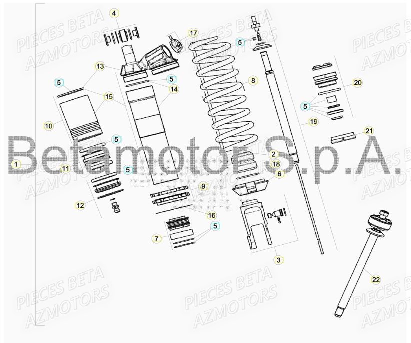 RESSORT K 4,8 N/MM BETA pour AMORTISSEUR de RR 125 2T 19