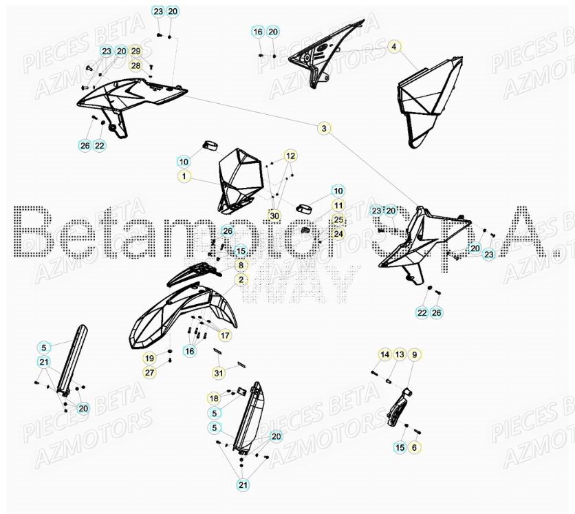 APPUI AILE BETA pour CARENAGE AVANT de RR 125 2T 19