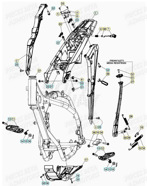 Accessoires Du Chassis BETA Pièces RR 125 2T - 2020