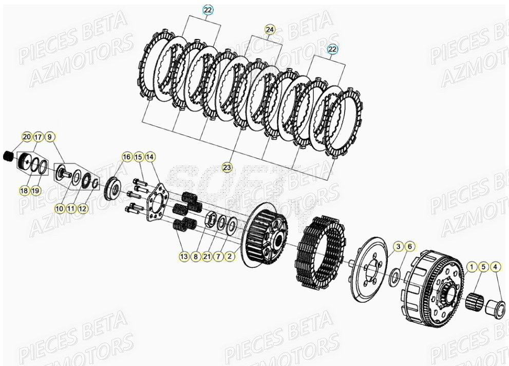 EMBRAYAGE pour RR 125 2T 20