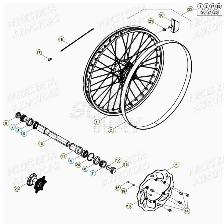Roue Avant BETA Pièces RR 125 2T - 2020
