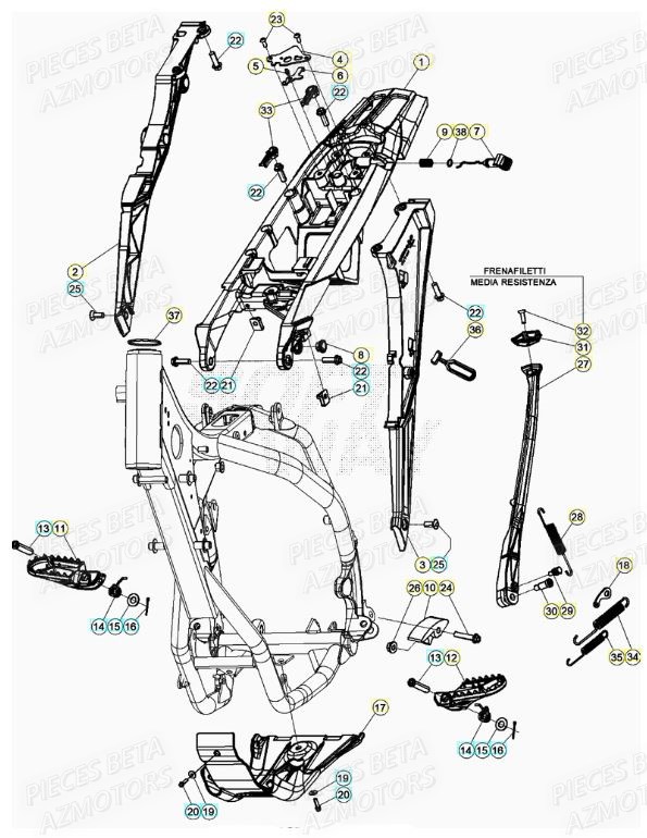 Accessoires Du Chassis BETA Pièces RR 125 2T - 2021