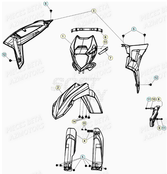 Carenage Avant BETA Pièces RR 125 2T - 2021