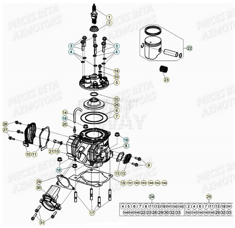 Cylindre BETA Pièces RR 125 2T - 2021