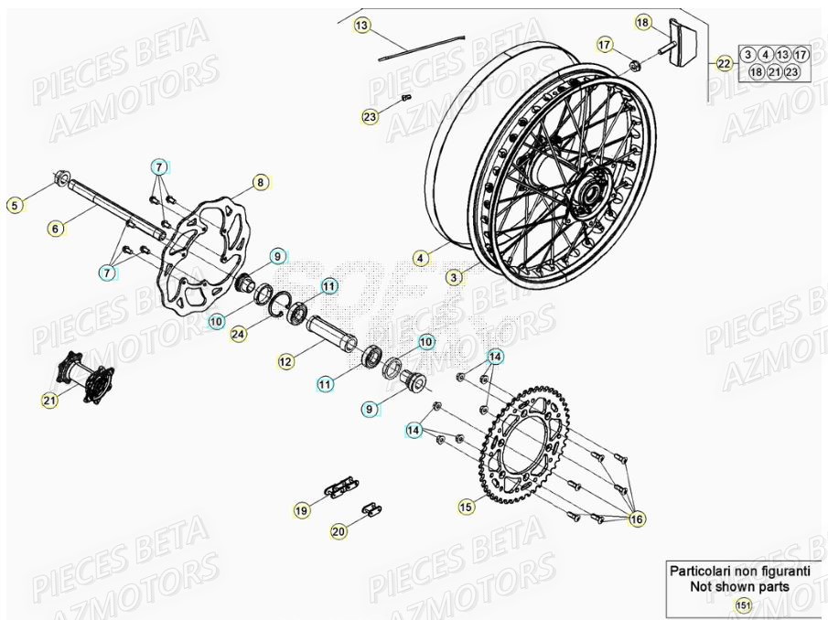 Roue Arriere BETA Pièces RR 125 2T - 2021
