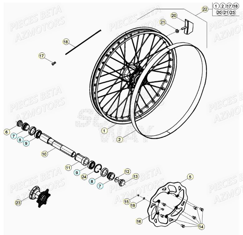 Roue Avant BETA Pièces RR 125 2T - 2021
